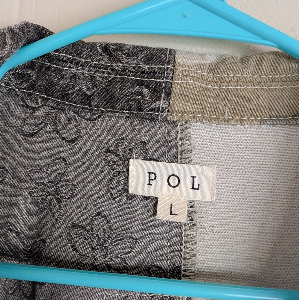 POL Balloon Sleeve Deconstructed Patchwork Twill … - image 5